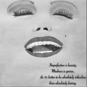 Marilyn Monroe drawing with quote on canvas