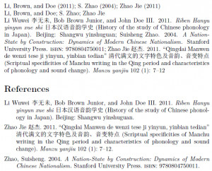 chicago style citations of cjk documents eg american oriental