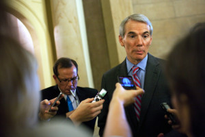 Rob Portman (R-OH) speaks with reporters outside of Speaker John ...