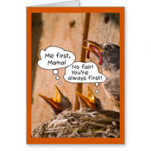 Feeding BabyBirds Funny Mother's Day Card Template