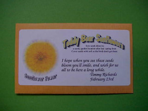 Teddy Bear Sunflower seed packets.