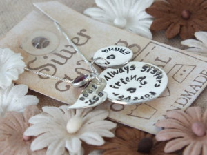 Necklace - Hand Stamped Sister Jewelry - quote necklace - necklaces ...