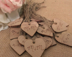 20 wood charms, country wedding gift tags customized rustic wedding ...
