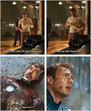 Captain America ~ Iron Man ~ We won.