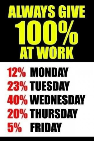 Cute quote regarding daily percentages of effort on a job.