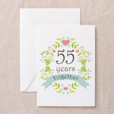 55th Anniversary flowers and hearts Greeting Card for