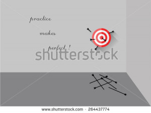 Motivational Quote Practice Makes Perfect Flat Design Target With ...