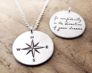 , Thoreau inspirational q uote necklace, Compass necklace, Compass ...