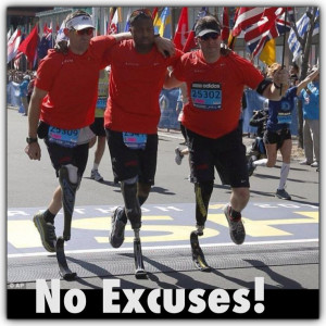 Pic from the boston marathon of three finishers who were injured last ...