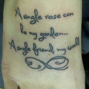 Best Friend Literary Tattoo Quote On Foot