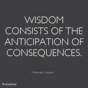 Wisdom consists of the anticipation of consequences.