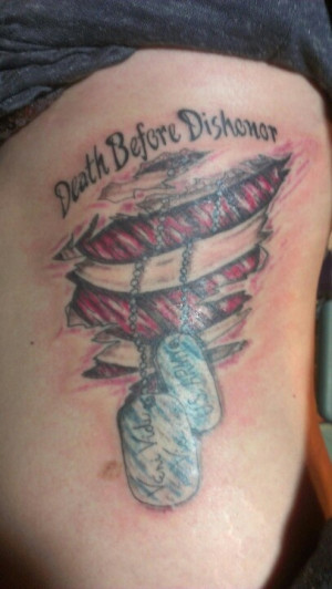 Death before dishonor.... I ♥ my Army Tattoo!! Army Tattoos, Deviled ...