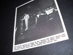 ROY ACUFF on stage at Grand Ole Opry w WILLIS PAGE 1967 PROMO ONLY