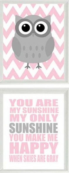You Are My Sunshine Quote with Owls + Chevron // SO cUte! More