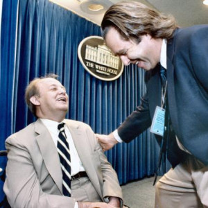 Former Presidential Press Secretary James Brady shares laugh with ...