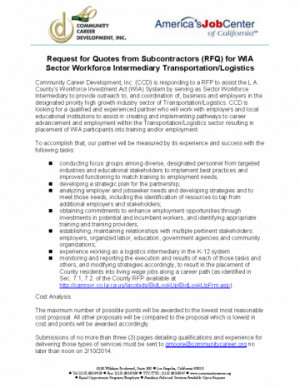 Community Career Development, Inc. - WIA Request for Quotes