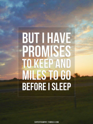 ... Have Promises To Keep And Miles To Go Before I Sleep ~ Driving Quote