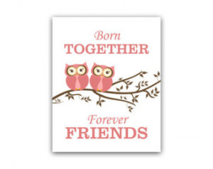 Sisters Wall Art, Owl Nursery Decor, Sisters Quote, Twins Art, Sisters ...