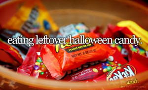 Eating leftover Halloween candy