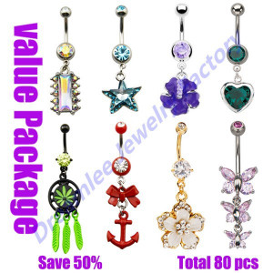 Dangling Navel Bar Stud Belly Button Rings Body Piercing Kits Jewelry