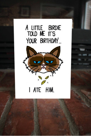 Card, Cute Grumpy Cat Meme, B-Day Card, Sarcastic Card, Inappropriate ...