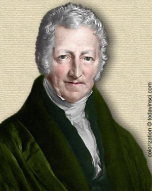 Engraving of Thomas Robert Malthus - head and shoulders. Colorization ...
