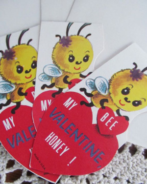Bee My Valentine Card Vintage Children's Valentine 1960's Valentine ...