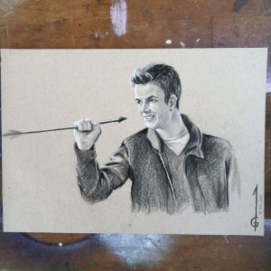 Drawing of Grant Gustin as Barry Allen aka Flash in 