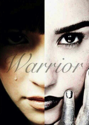 Young Demi Lovato half her face with warrior Demi Lovato