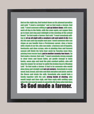 Paul Harvey 'So God Made a Farmer' Quote 11 x 14 Inspiration Print