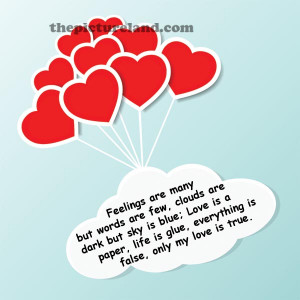 Cute True Love Sayings With Hearts And White Clouds