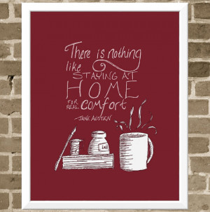 Jane Austen Quote - 11x14 Berry Red Quote Print - Coffee Mug and Book ...