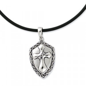 Sterling Silver Antiqued Vessel Of Honor 22in Rubber Cord W/2in Ext ...