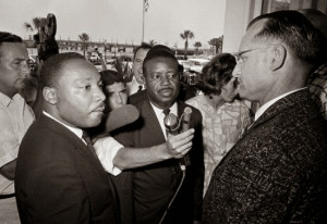 Martin Luther King Jr and Rev Ralph Abernathy are confronted by motel ...