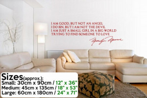 Marilyn Monroe ' I am good, but not an angel...' - Large Wall Quote
