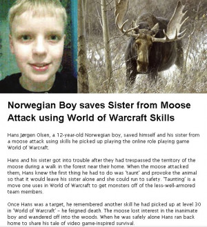 ... Boy Saves Sister From Moose Attack Using World Of Warcraft Skills