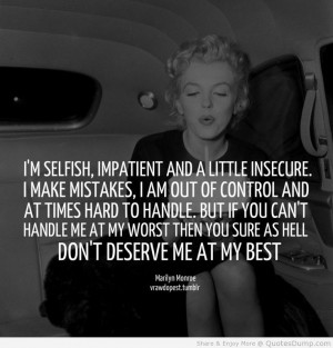 Inspirational Quotes- Marilyn Monroe Quote In The Car