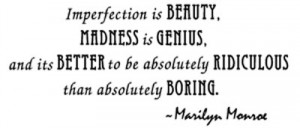 ... IMPERFECTION IS BEAUTY ~ Wall Quote Decal Home Decor Marilyn Monroe