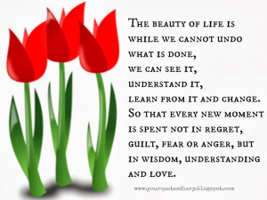 The beauty of life is while we cannot undo what is done, we can see it ...