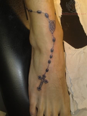 Rosary Tattoos On Foot For Women