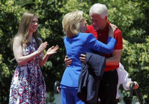 Hillary Clinton hugs her husband former President Clinton as their ...