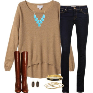 -prep on PolyvoreTurquoise Necklaces, Camel Colored Boots, Statement ...