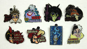 ... about 2014 Disney VILLAINS Sayings Complete Set 8 Mystery TRADING PINS