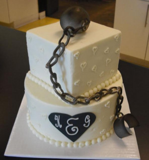 Two+tier+white+butter+cream+wedding+cake+with+Ball+and+Chain.JPG