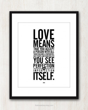 The Meaning Of Love - Inspiring quote print in 8x10 on A4 (in Black ...