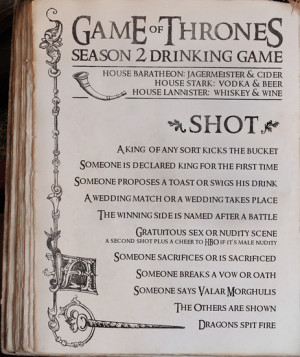 Game of Thrones Season 2 DRINKING GAME!