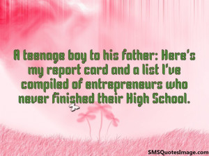teenage boy to his father...