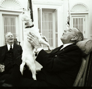 Lyndon Baines Johnson Sings with Dog Yuki