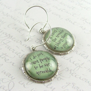 Jane Austen Literary Earrings - Book Lover Gift - Witty Quote