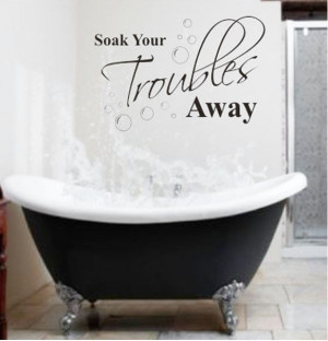 ... Troubles Away Bathroom Wall Quote Decals Decor Vinyl Art Sticker New